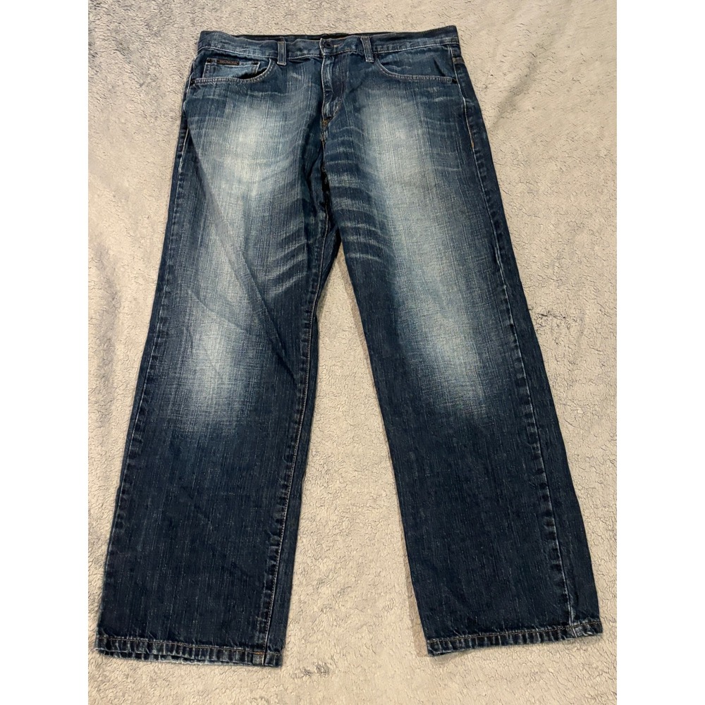 Calvin Klein Jeans Mens 34x30 Relaxed Straight Blue Denim Medium Wash Cotton